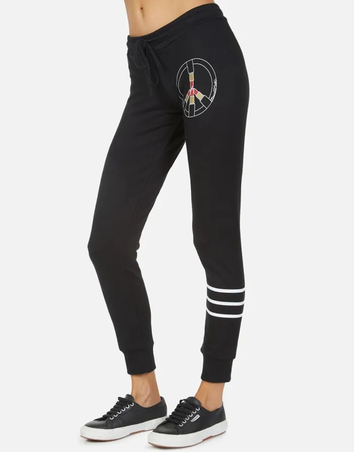 Women039s Jess Lipstick Peace Black Lauren Moshi Long Sweatpants