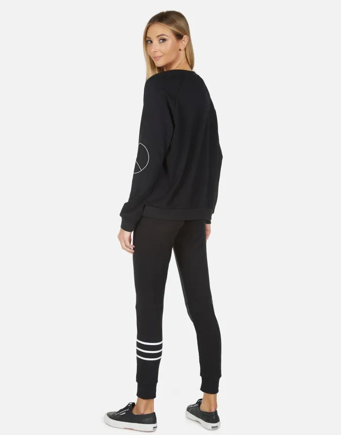 Women039s Jess Lipstick Peace Black Lauren Moshi Long Sweatpants