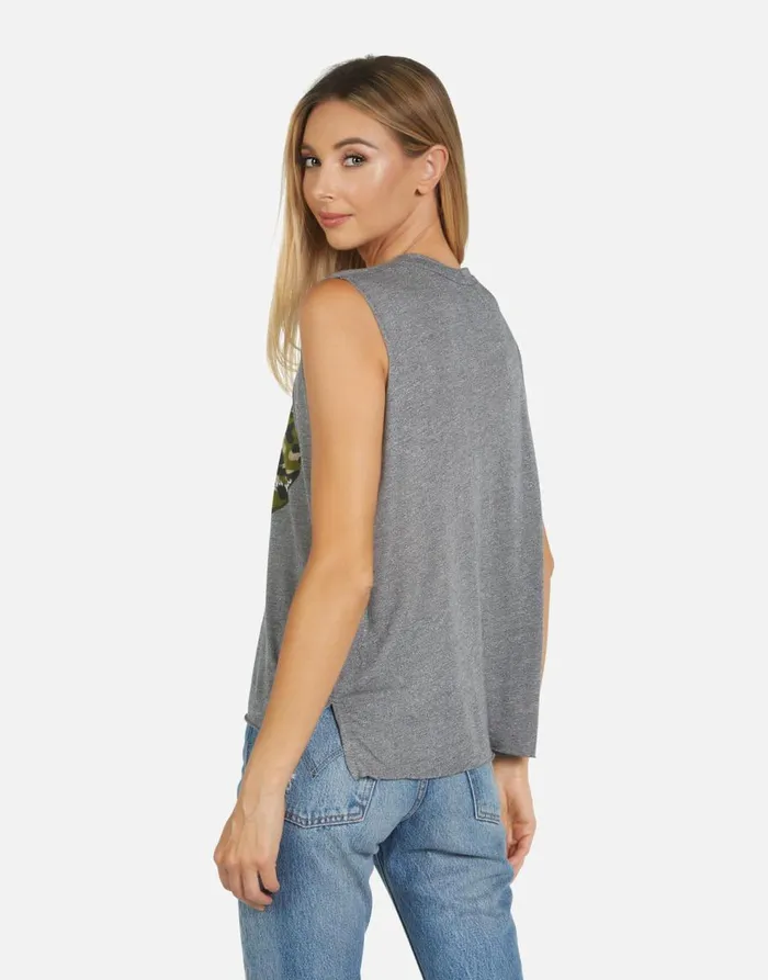 Women039s Kinzington Camo Lip Heather Grey Lauren Moshi Tanks