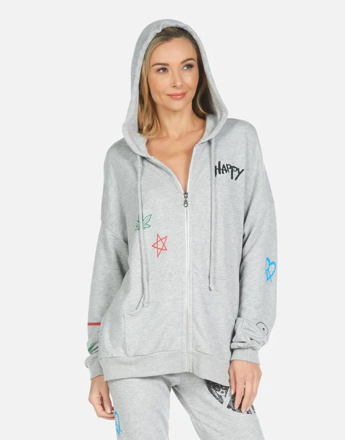 Women039s Koa Peace Hippie Heather Grey Lauren Moshi Hoodies