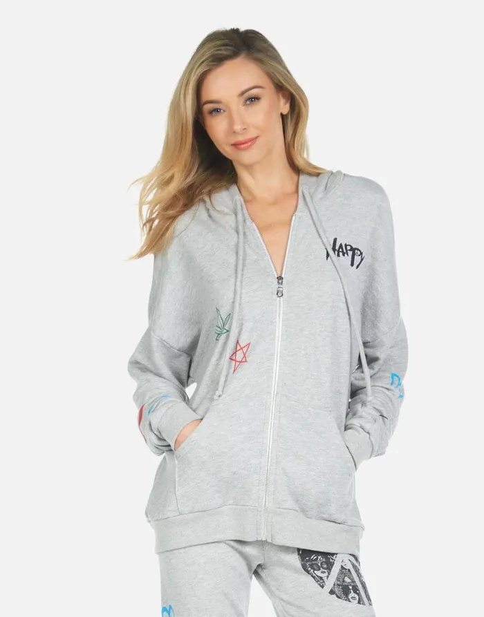 Women039s Koa Peace Hippie Heather Grey Lauren Moshi Hoodies