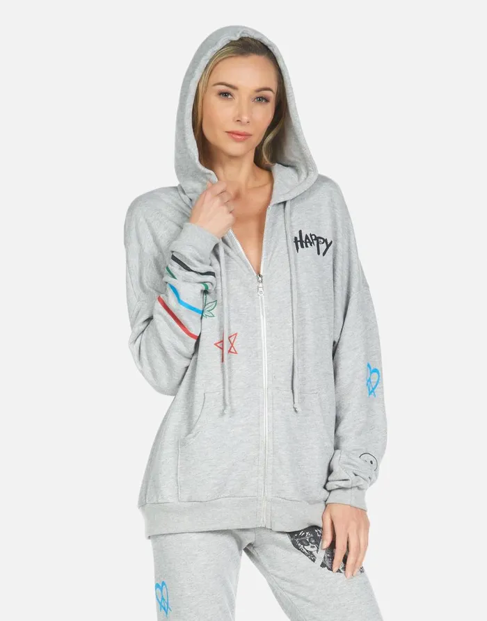 Women039s Koa Peace Hippie Heather Grey Lauren Moshi Hoodies