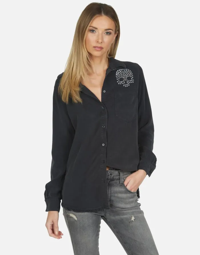 Women039s Sloane Nailhead Skull Onyx Lauren Moshi Long Sleeve