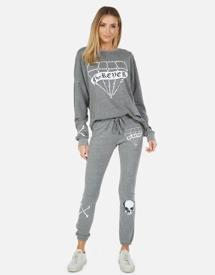 Women039s Uri Bone Diamond Heather Grey Lauren Moshi Long Sweatpants