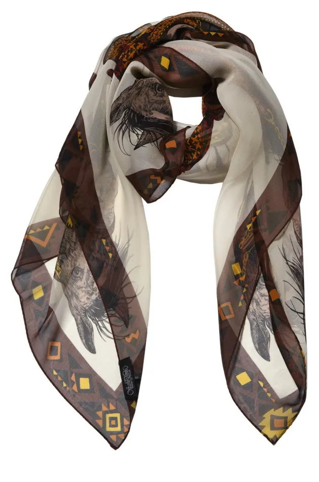 Women039s Victoria Horse Silk Chiffon Scarf Tan Lauren Moshi Lifestyle