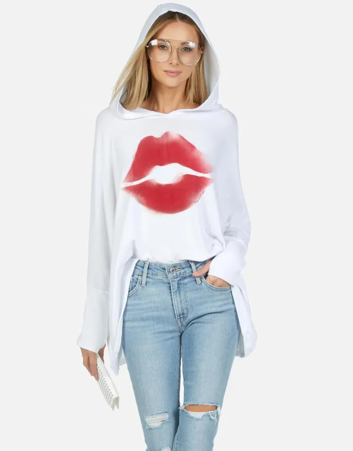 Women039s Wilma X Spray Kiss White Lauren Moshi Hoodies