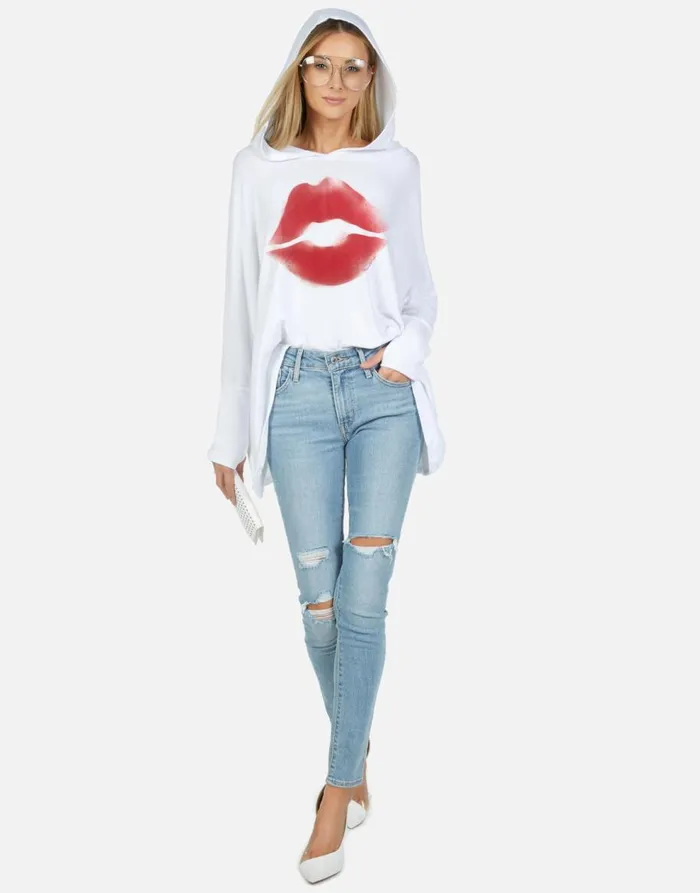 Women039s Wilma X Spray Kiss White Lauren Moshi Hoodies