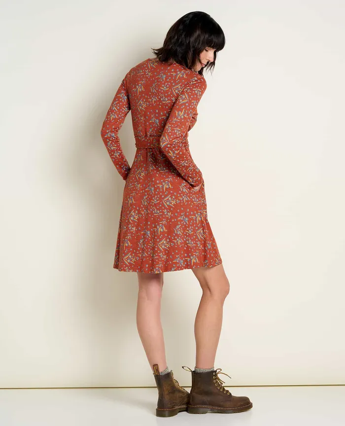 Women8217s Dresses ToadandCo Cue Wrap Long Sleeve Dress Cinnamon Seedpod Print