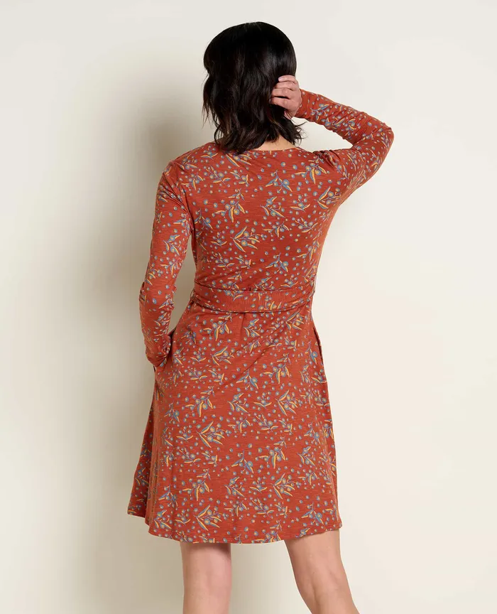 Women8217s Dresses ToadandCo Cue Wrap Long Sleeve Dress Cinnamon Seedpod Print