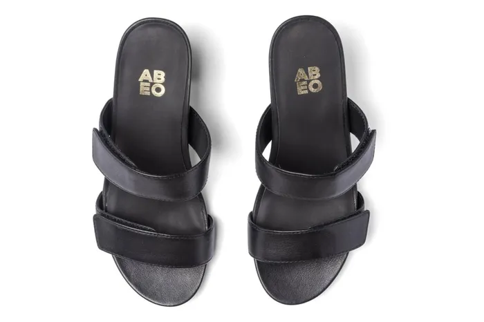 Women ABEO Footwear Dress Tempo Slide Black Leather Women ABEO Footwear Dress Tempo Slide Black Leather