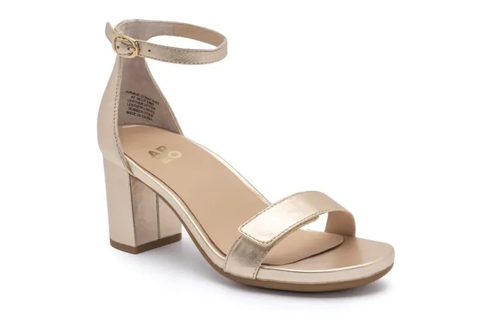 Women ABEO Footwear Dress Tempo Strap Light Gold Leather