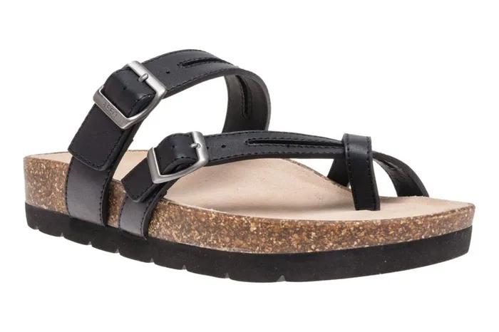 Women ABEO Footwear Sandals Lanai Thong Sandal Black Nubuck