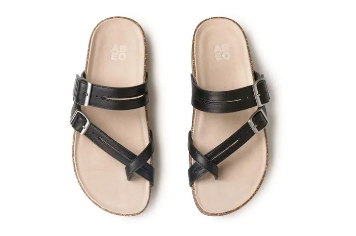 Women ABEO Footwear Sandals Lanai Thong Sandal Black Nubuck Women ABEO Footwear Sandals Lanai Thong Sandal Black Nubuck