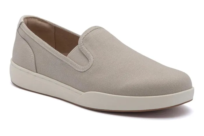Women ABEO Footwear Sneakers Encore Slip On Beige Canvas