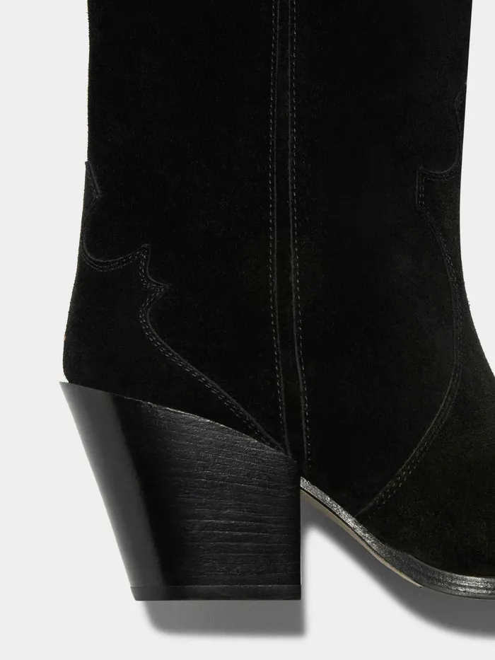 Women Aeyde ARIEL Black Suede Cowboy Boot Aeyde Ankle Boots Women Aeyde ARIEL Black Suede Cowboy Boot Aeyde Ankle Boots