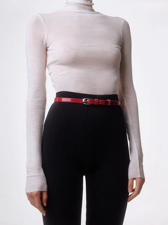 Women Aeyde ELEANOR Cranberry Silver Leather Belt Aeyde Belts