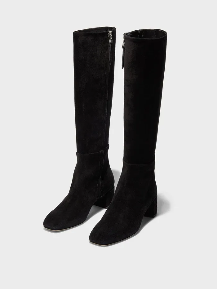 Women Aeyde LAURA Black Suede KneeHigh Boot Aeyde KneeHigh Boots
