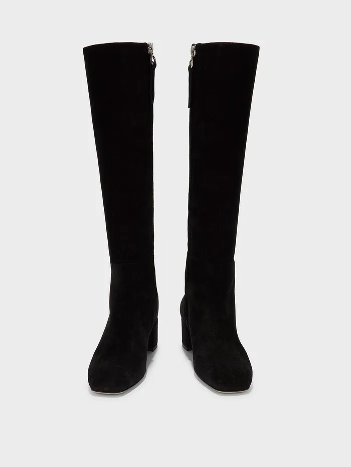 Women Aeyde LAURA Black Suede KneeHigh Boot Aeyde KneeHigh Boots