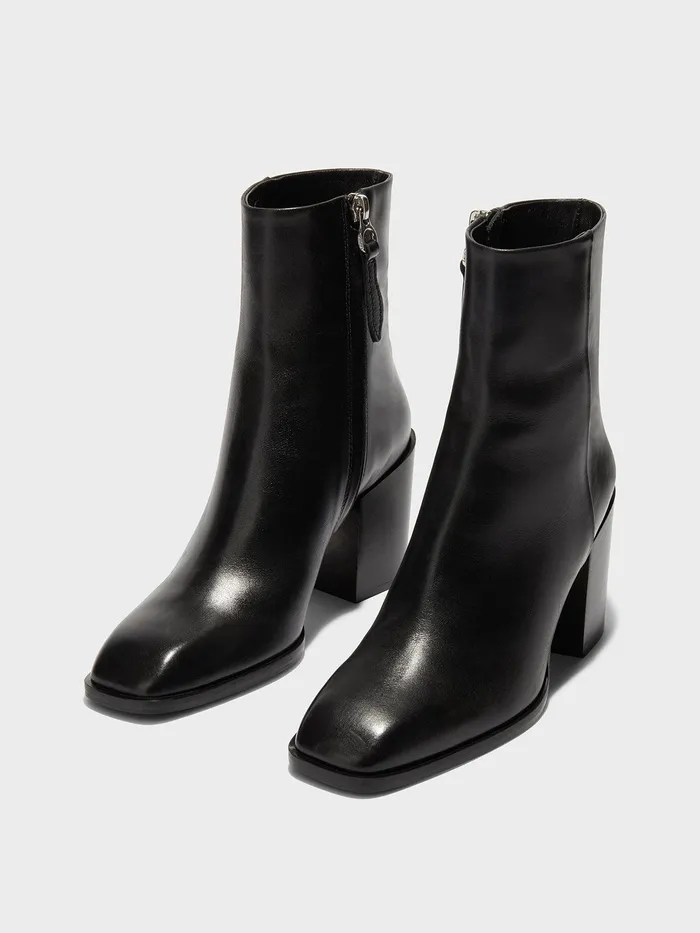 Women Aeyde LEANDRA Black Chunky Heel Ankle Boot Aeyde Ankle Boots