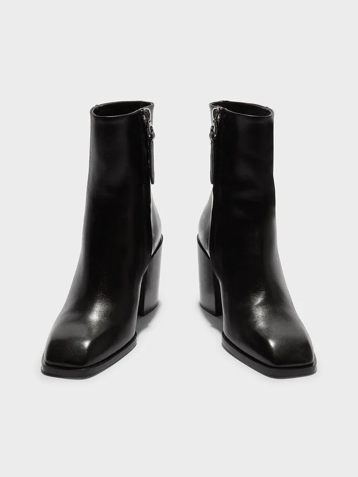 Women Aeyde LEANDRA Black Chunky Heel Ankle Boot Aeyde Ankle Boots