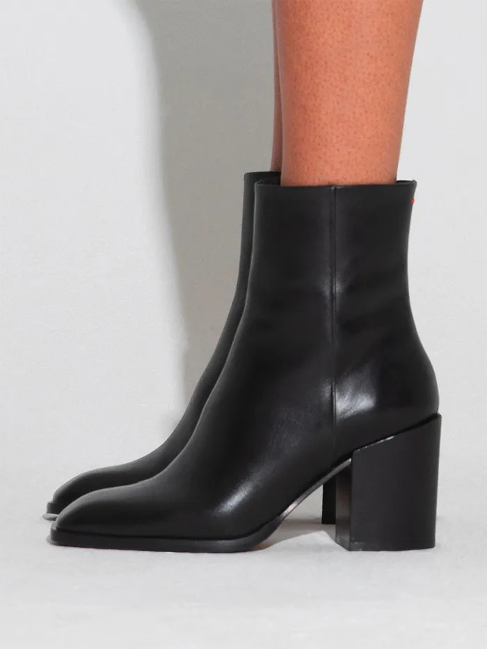Women Aeyde LEANDRA Black Chunky Heel Ankle Boot Aeyde Ankle Boots