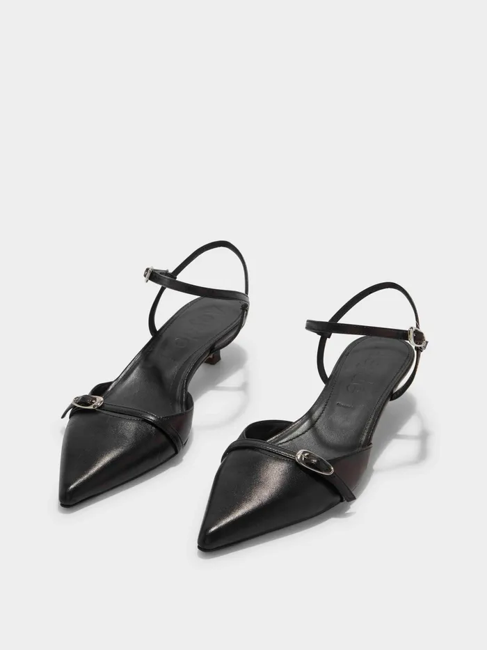 Women Aeyde MELIA Black Nappa Low Heel Pump Aeyde Pumps