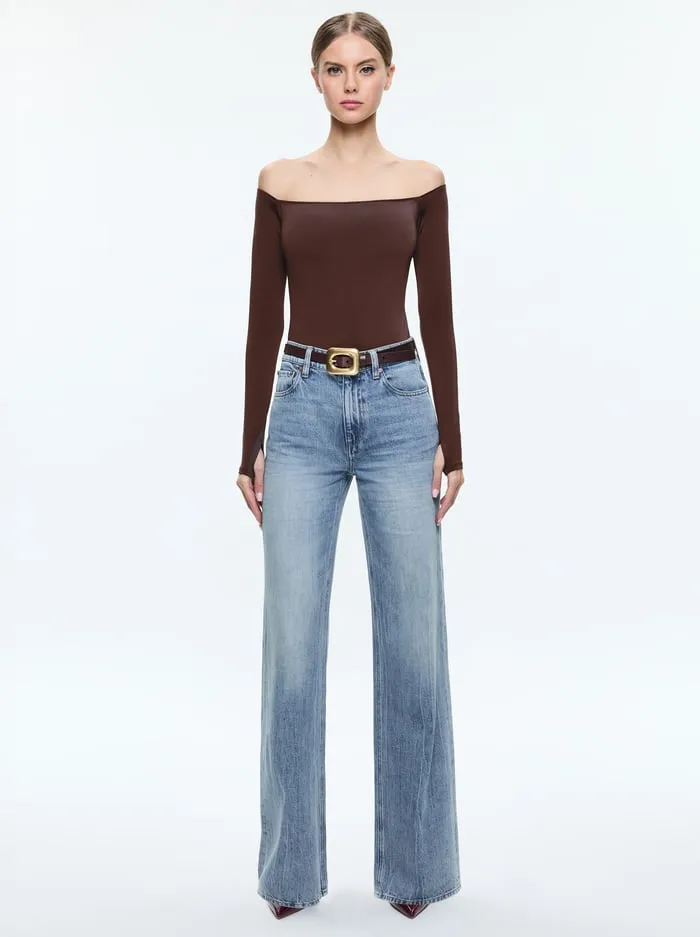 Women Alice Olivia Letty Buckle Belt Espressogold