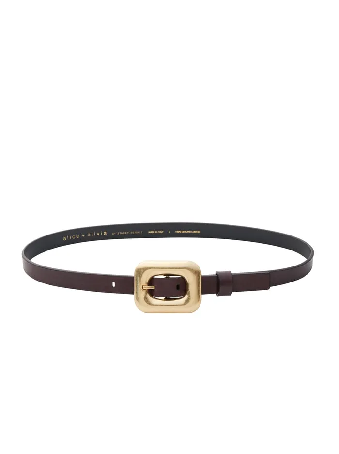 Women Alice Olivia Letty Buckle Belt Espressogold