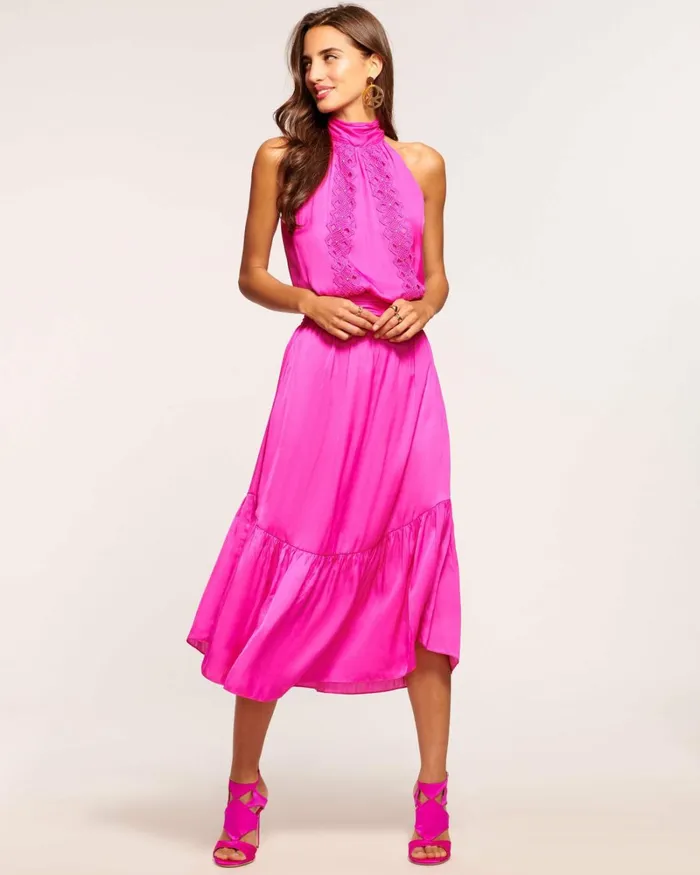 Women Amira Embellished Midi Dress Electric Pink Ramy Brook Dresses Women Amira Embellished Midi Dress Electric Pink Ramy Brook Dresses