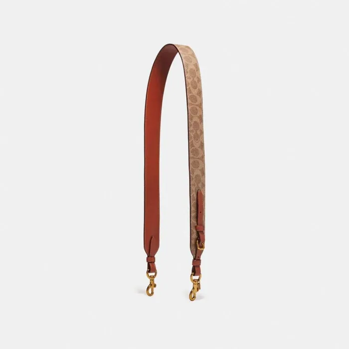 Women Bag Straps and Keychains Coach Strap In Signature Canvas Brassrust