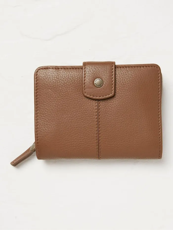 Women Bags and Purses Fat Face Etta Tan Brown Leather Zip Purse