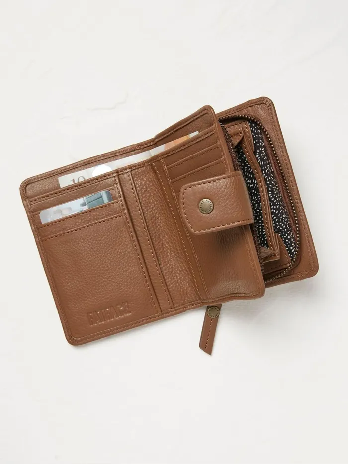 Women Bags and Purses Fat Face Etta Tan Brown Leather Zip Purse