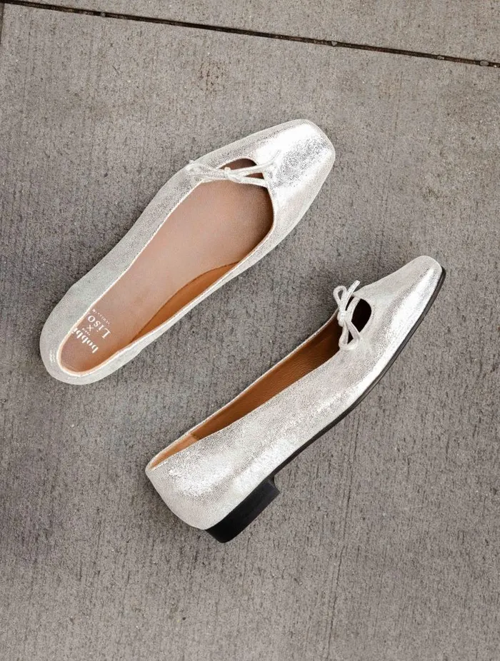 Women Ballet Flats Bobbies Carry Silver Meanders