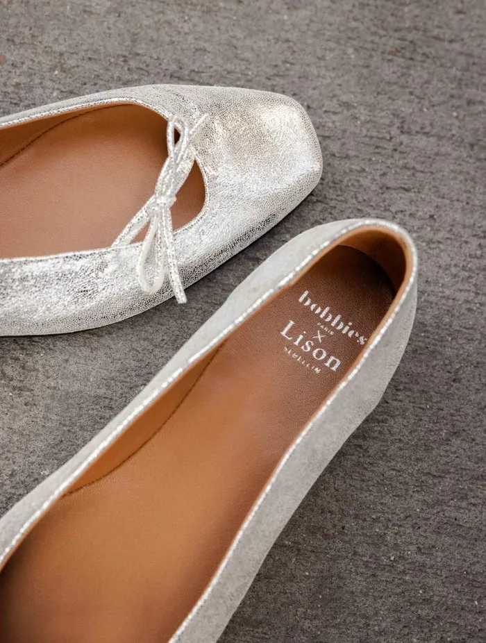 Women Ballet Flats Bobbies Carry Silver Meanders