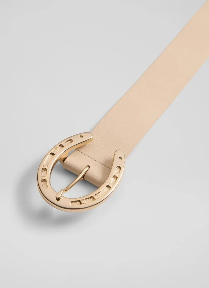 Women Belts LKBennett Clemence Cream Leather Horseshoe Buckle Belt Women Belts LKBennett Clemence Cream Leather Horseshoe Buckle Belt