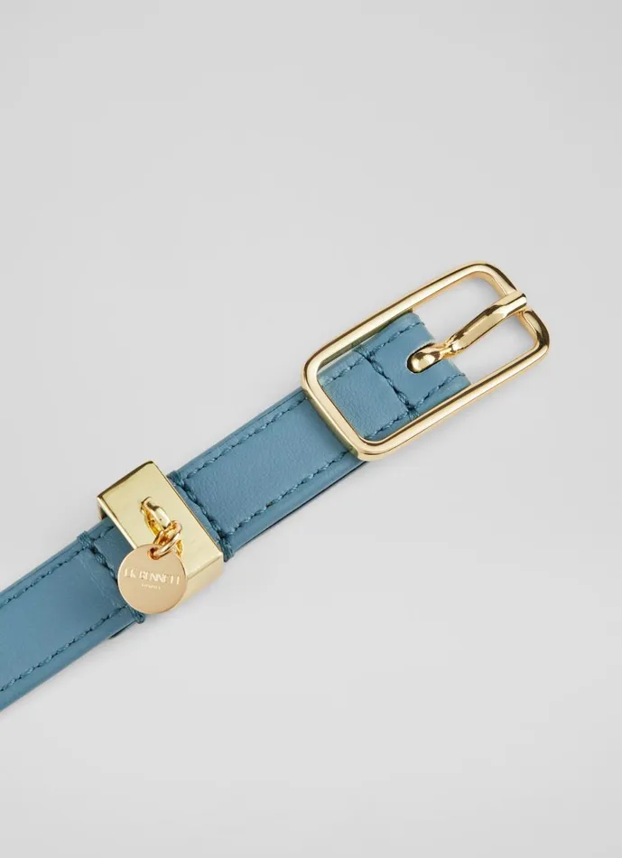 Women Belts LKBennett Molly Blue Leather Skinny Belt Women Belts LKBennett Molly Blue Leather Skinny Belt