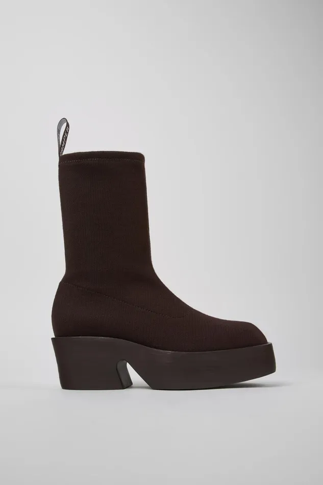 Women Billie TENCEL Brown Textile Boots Camper Ankle Boots Women Billie TENCEL Brown Textile Boots Camper Ankle Boots
