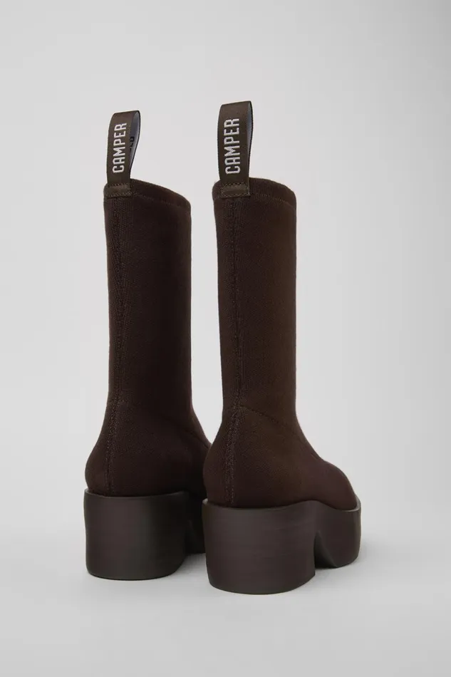 Women Billie TENCEL Brown Textile Boots Camper Ankle Boots Women Billie TENCEL Brown Textile Boots Camper Ankle Boots