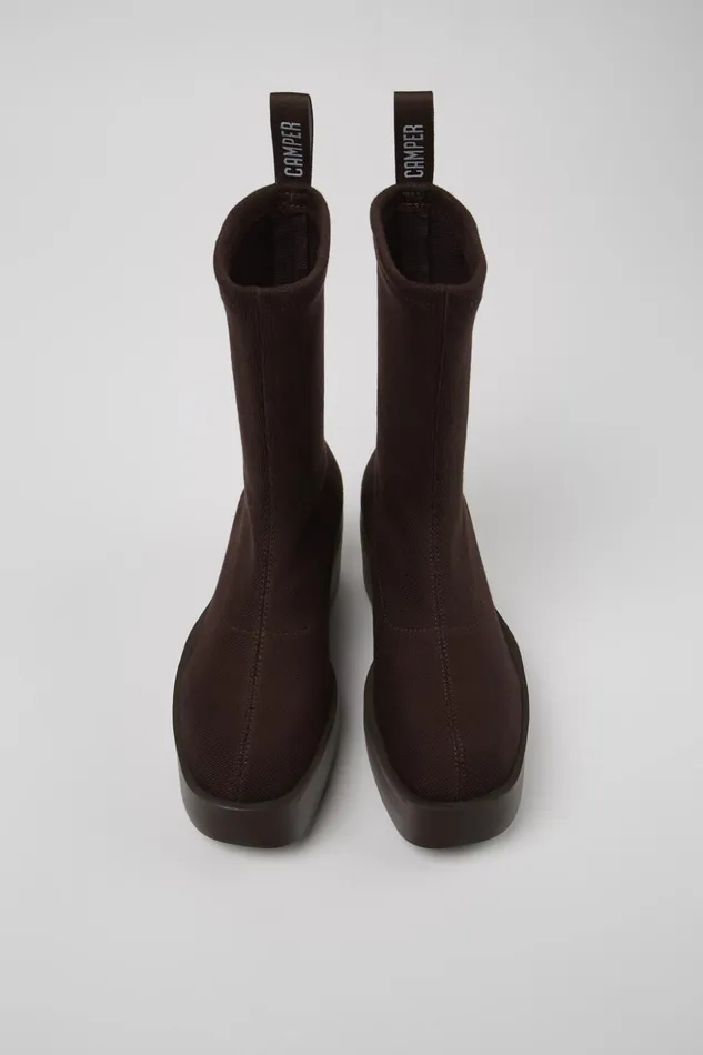 Women Billie TENCEL Brown Textile Boots Camper Ankle Boots Women Billie TENCEL Brown Textile Boots Camper Ankle Boots