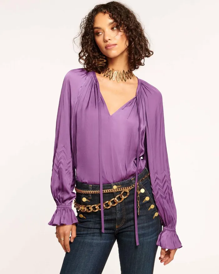 Women Blake VNeck Blouse Navy Ramy Brook Tops