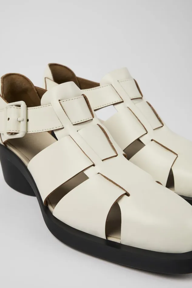 Women Bonnie White Leather Sandal Camper Formal Shoes