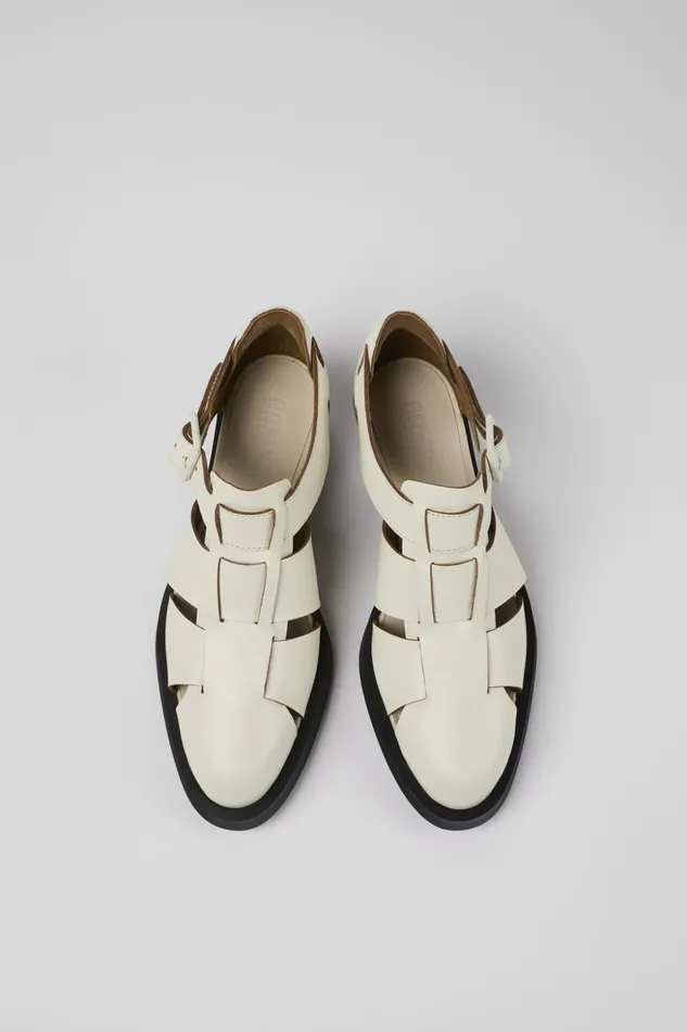 Women Bonnie White Leather Sandal Camper Formal Shoes Women Bonnie White Leather Sandal Camper Formal Shoes