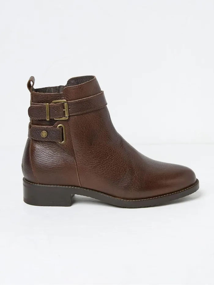 Women Boots Fat Face Avery Brown Buckle Boots
