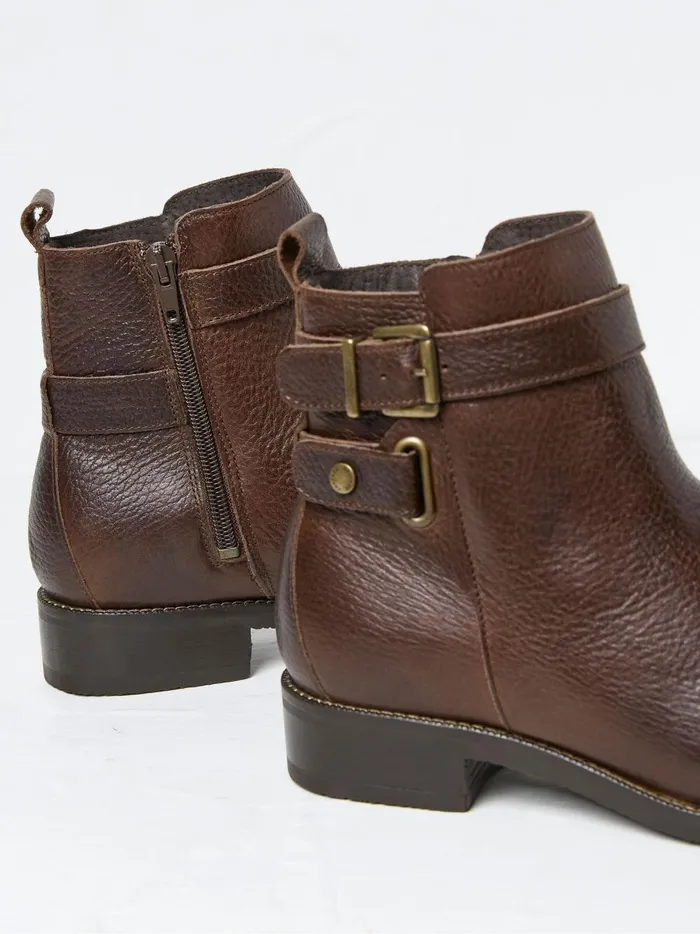 Women Boots Fat Face Avery Brown Buckle Boots