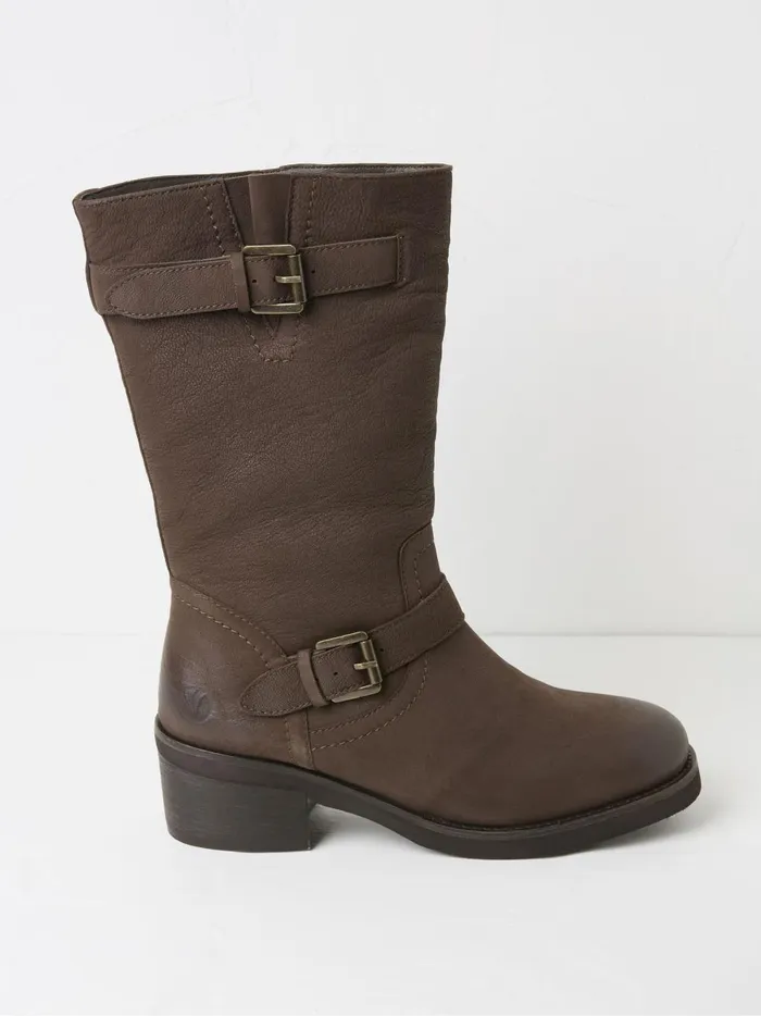 Women Boots Fat Face Camilla Brown Biker Boots