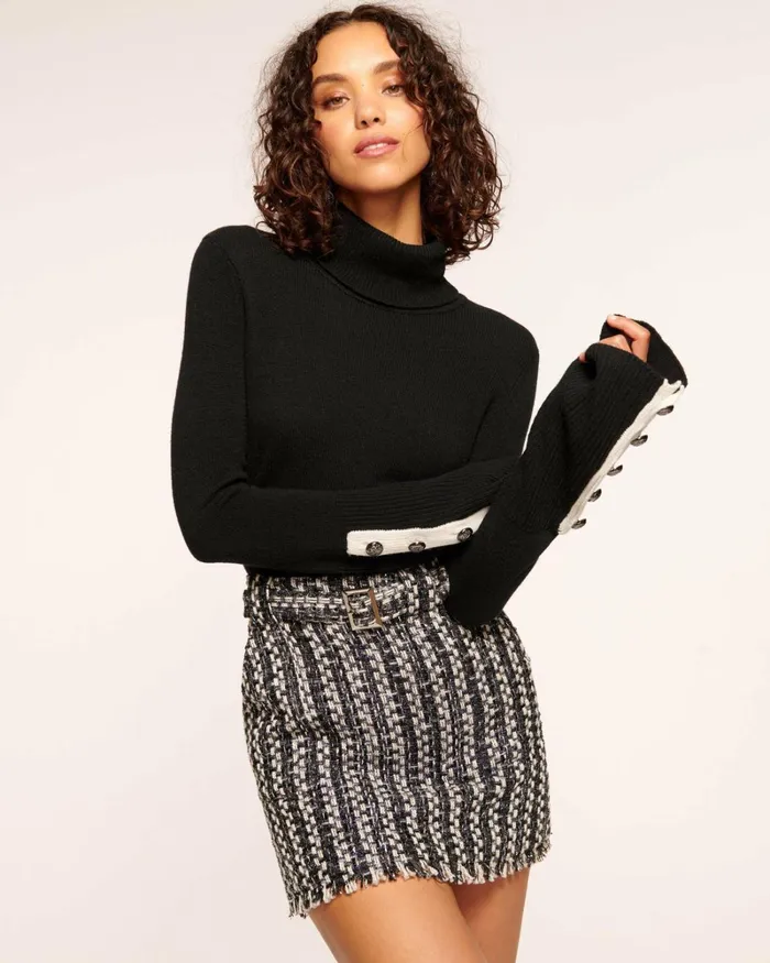 Women Brianna Colorblock Turtleneck Sweater Grey Ramy Brook Tops