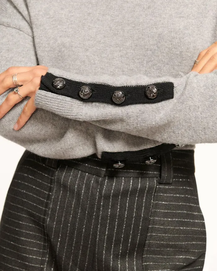 Women Brianna Colorblock Turtleneck Sweater Grey Ramy Brook Tops Women Brianna Colorblock Turtleneck Sweater Grey Ramy Brook Tops