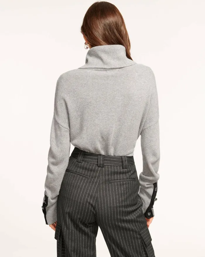 Women Brianna Colorblock Turtleneck Sweater Grey Ramy Brook Tops Women Brianna Colorblock Turtleneck Sweater Grey Ramy Brook Tops