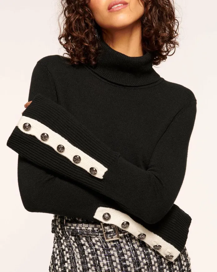Women Brianna Colorblock Turtleneck Sweater Grey Ramy Brook Tops Women Brianna Colorblock Turtleneck Sweater Grey Ramy Brook Tops