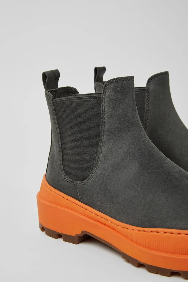 Women Brutus Trek MICHELIN Dark Gray And Orange Nubuck Ankle Boots Camper Ankle Boots